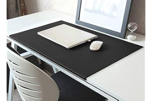 YULY Mouse Pad Desk Mat with Edge Protector, PU Leather Office Home Desk Pad with Fixation Lip, Smooth Gaming Mouse Mat Non Slip Writing Pad-80x40cm-Black