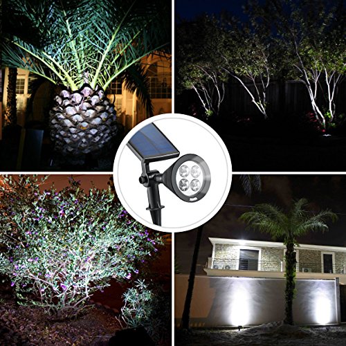 Amir Gartenleuchten, Solarleuchten/ Gartenleuchten Solarlampe Aussenleuchten Außenleuchte / Wasserdicht Spotlight für Garten Outdoor Landscape Baum Auffahrt Yard Rasen Pathway – 2 Stück (Weiß) - 7