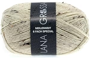 ‎LANA GROSSA LANA GROSSA Meilenweit 6-fach 150 | 6-fädiger Sockenklassiker, waschmaschinenfest | Handstrickgarn 80% Schurwolle & 20% Polyamid | 150g Wolle zum Stricken & Häkeln | 390m Garn FB8817
