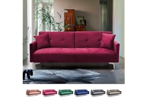 Produce Shop Divano letto moderno 3 posti design clic clac in tessuto velluto Villolus - Rosso
