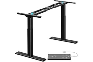 ‎ALLDREI ALLDREI Höhenverstellbarer Schreibtisch Gestell 2 Motoren, elektrisch stufenlos Höhenverstellung, mit 4 Speicher-Steuerung, 2-Fach-Teleskop (Schwarz)