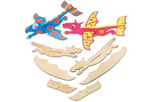 Baker Ross FE239 Planeadores de Dragon de Madera - Paquete de 8, aviones para niños, haz el tuyo para niños, kit de avión de madera