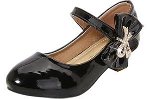BIJEROU Prinzessin Schuhe Mädchen Stöckelschuhe mit Schnalle Ballettschuhe Lackschuhe mit Absatz Runde Zehenschnalle Kleid Schuhe Mary Jane Schuhe Hochzeitsschuhe Festschuhe Mädchen Pumps