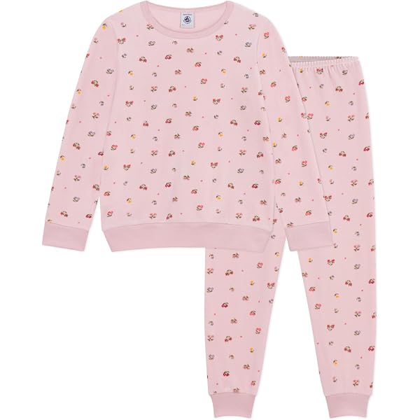 Pijama De Niña Petit Bateau Cloa Snug - Costilla 1x1 Con Corazones Multicolores, Cómodo Y Elástico