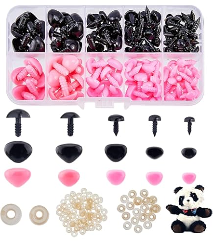 PH PandaHall 64 stuks 5 stijlen veiligheidsneuzen voor Amigurumi zwarte