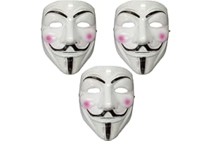 NIWWIN 3 piezas Máscaras para adultos, máscara de Halloween, V For Vendetta Masks, disfraz de cosplay de Halloween ，accesorios de cubierta facial para fiesta rave