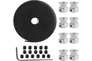 Dadabig 8 Pezzi di Puleggia Dentata a 20 Denti + 5mm GT2 Cinghia Dentata + Chiave Esagonale a L per Stampante 3D,(con 2 Viti in Ogni Puleggia Dentata)