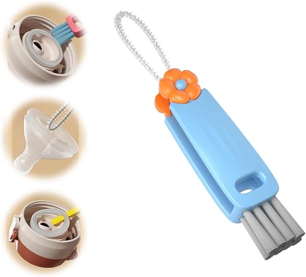 3 in 1 Cup Lid Gap Cleaning Brush, Multifunctional Bottle Cup Lid Gap Cleaner, Home Kitchen Crevice Cleaning Brush Tools (Blue) - 1