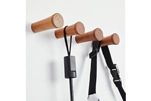 HomeDo Perchero de pared de madera redondo, colgador de pared, ganchos decorativos de madera de estilo vintage, para sombreros, 8 unidades (R 3,5-Cereza-6 cm)