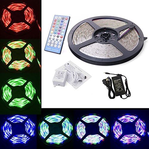 AMARS 5m/16.4ft 300leds RGBW Waterproof 5050 RGB LED Light Strip and Cool White Mixed Color Changable LED Light Strip Kit with 40key Multi-funtion RGBW Remote Controller + 12V 6A Power Supply Idealy for Home, Wedding, Christmas, Store Decoration Lighting