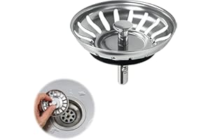 DmDoyy Bouchon Evier Cuisine, Filtre pour Éviers De Cuisine, Bouchon Evier Universel en Acier Inoxydable, Ne Se Bouche & Ne Déborde Pas (80mm)