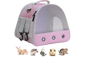 LAIRIES Breathable Guinea Pig Carrier Backpack with Nylon Mesh Window Portable Carrier for Guinea Pig, Bunny Bearded Dragon Bird Chinchilla Ferret Travel Outdoor
