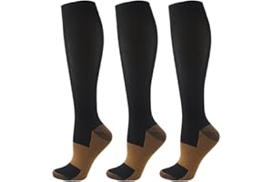 HYCOPROT Skarpety Uciskowe Dla Kobiet i Mężczyzn (3 Pary) 15-20 Mmhg Dla Sportowców Bieganie Pielęgniarki Ciąża Podróże
