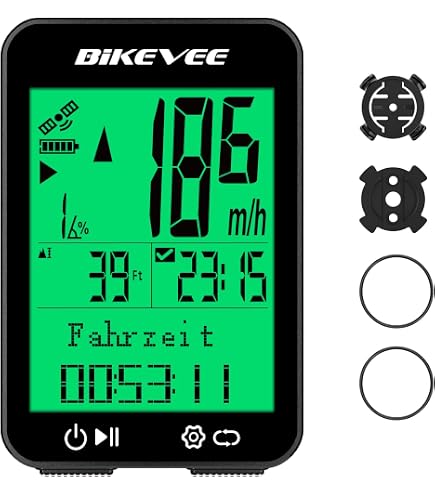 fahrradcomputer kabellos mit temperaturanzeige Bikevee GPS Kabellos, 8 Sprachen, Grünlicht | 2,4 Zoll Size:28