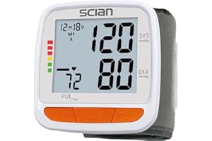 Scian Wrist Blood Pressure Monitor, Automatic Wrist Blood Pressure Cuff with Large LCD Display Adjustable Wrist Cuff 2 Users 180 Memory for Home & Travel Use