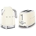 Smeg 50’s Style Retro Range Breakfast Set, 1.7L 3000W Variable Temperature Kettle and Multi-Functional Control 2-Slice 950W Toaster, Cream, KLF04CRUK/ TSF01CRUK
