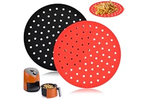 QUOTRE 2 Pièces Tapis pour Friteuse à Air, 8 InchTapis de cuisson en silicone pour friteuse à air Comprimé Tapis de Silicone Revêtements Anti-adhésifs pour Friteuse à Air et Four (Rond)