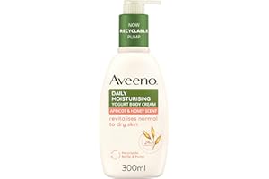 Aveeno Daily Moisturising Yogurt Body Cream, Apricot & Honey Scent, With Nourishing Oat & Greek Yogurt, 24-Hour Moisturisation, Suitable for Dry, Sensitive Skin, Rich Creamy Formula, 300ml