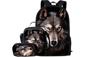 Kuiaobaty Set di cartelle 3 in 1 per ragazze e ragazzi con borsa per il pranzo, astuccio per la scuola secondaria