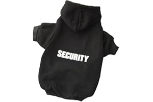 ZoonPark® Hundebekleidung, Kapuzenpullover für kleine, mittelgroße und große Hunde, aus weichem Fleece, Aufschrift: Security, wärmt im Winter
