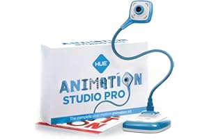 HUE Animation Studio Pro : Kit Stop Motion (Caméra Flexible Full HD 1080p, Logiciel, Livre) pour Windows/macOS (Bleu)