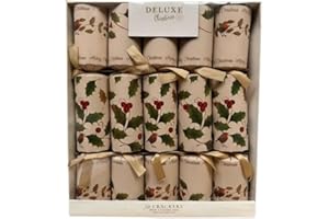 GENERIC Deluxe Christmas Crackers with Unique Designs and Festive Surprises 10 x 14” | Harmless Holiday Party Essentials for Family Gatherings, Fun Presents, and Celebrations (ROBIN HOLLY CREAM)