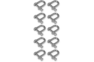 UNBEKANNT 10 x Edelstahl Schäkel 4mm, gerade, rostfrei, poliert, V4A AISI 316, Schraubbolzen, Verbinder für Ketten & Seile, Outdoor - Tecklenborg Kegel GmbH