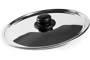 zanetti, Couvercle en inox, couvercle en acier inoxydable, diamètre 36 cm, poignée plastique, convient aux casseroles et poêles, lavable au lave-vaisselle