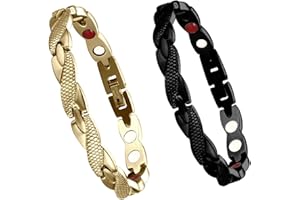 WDYY Elegant Magnetic Therapy Fit Plus Bracelet, Slimming Weight Loss Anti-fatigue Magnetic Bracelet for Men Women (Black+gold)