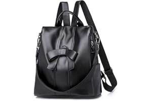 Tpocean Elegant PU Leather Anti-theft Backpack Large Capacity Waterproof Shoulder Satchel Bag Rucksack With Bowknot For Women Ladies