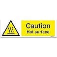 stika.co Set of 2 Caution Hot Surface stickers - Kitchen Fryer Cooking Safety Sign - 200x66mm Temperature Resistant White Vinyl Sticker for Enhanced Safety