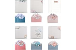 VAIAV Carta da Lettere con Busta Set di Buste in Carta per Lettere Lettere di Cancelleria a Righe per Feste Di Matrimonio Inviti Regali (36 Pezzi)