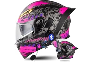 DIRERTYS Bluetooth Modular Motorcycle Helmet with Tail ECE Approved Flip Up Front Helmets Dual Visors Full Face Integrated Helmet with Dual Speaker Microphone for Adults Men Women 55-63CM