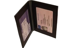 GENERIC Leather Bus Pass Holder, Oyster Card, ID Cover, Photo ID Window (Double Black)