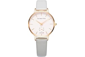 VICTORIA HYDE Fashion Elegant Women Watch with Clear White Dial Analog Quartz Detachable Genuine Leather Strap Stainless Steel Mesh Band