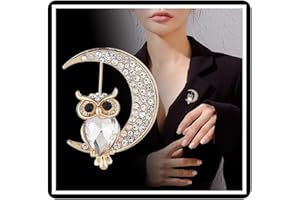 DISHOWME Cristal lune hibou broche strass croissant broche épinglettes pour femmes hommes (Blanc)