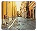 Produktbild Wanderlust Mouse Pad, Street in Rome Italy Bicycle Travel Honeymoon Destinations, Standard Size Rectangle Non-Slip Rubber Mousepad, Blue Grey Apricot Earth Yellow