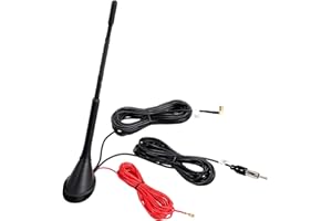 CAMWAY Antena dachowa do samochodu, elastyczna antena, odbiornik sygnału radiowego, wzmocniony samochód, aktywny, uniwersalny Dab + FM AM Radio do montażu na dachu Wzmacniacz dachowy 5M, 12V