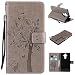 Produktbild Honghushop PU lederhülle Schutzhülle Bookstyle Smartphone Flip Cover für Huawei Mate 9 Flip Brieftasche Case Baum Katze Schmetterling Muster Blume Wallet Cover Tasche Schutz Hüllen Stand Funktion Kreditkarte ID Card Slots Magnetverschluss Magnet und Weich TPU Innere Case für Huawei Mate 9 --- Grau