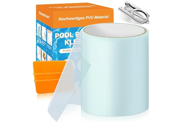 Hymarvo Kit Reparation Piscine, 10x150cm Rustine Piscine Sous l'eau, PVC Réparation Liner Piscine Imperméable, Patch Piscine Ruban Adhésif Tubulaire Pour Piscine, Spa Gonflable, Matelas Gonflable