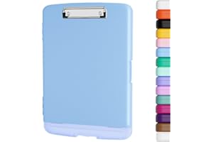 Piasoenc Porte-bloc avec rangement, porte-stylo et classeur légal A4, en plastique résistant, à ouverture latérale, clip à profil bas, pour infirmières, enseignants, juristes, Bleu