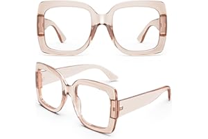 GQUEEN Oversized Fake Glasses Women Men Retro Thick Big Square Frame Clear Lens UV400 Protection Fashion Eyeglasses