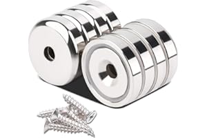 Aenienoe Magnesy mocne z otworem 10 kg, okrągłe magnesy neodymowe 20 mm do przykręcania, magnesy garnkowe, śruby, wyposażenie warsztatowe, 8 sztuk