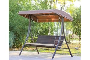 ‎ANGEL LIVING Angel Living Hollywoodschaukel Gartenschaukel Rattan 3 Sitzer mit Sonnenschutz Schaukel Stuhl 3 Sitz Swinging Hängematte