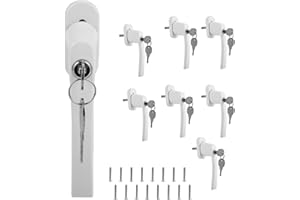 Fiqops Fenstergriffe Weiß 8 Stück Aluminium Abschließbare Fenstergriffe Kindersicherung Fenstersicherung mit Schloss mit 16 Gleichen Schlüsselpaaren