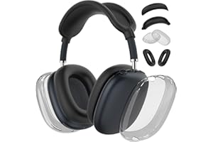 TNSNK Kratzfest Hülle Cover Kompatibel mit Airpods Max Kopfhörer, TPU Stoßfest Hülle für Airpods Max Zubehör (Ohrmuschelabdeckungen/Kopfband Abdeckug/Ohrpolster Abdeckung/Oberteil-Schutz) - Schwarz