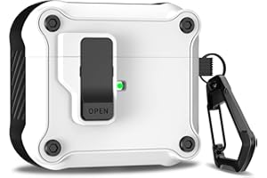 RFUNGUANGO Airpods per Custodia 3 generazione con clip di blocco sicuro, protezione integrale antiurto e rigida, compatibile con Apple AirPod 3a generazione 2021,Bianco