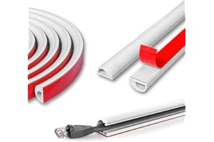 Zephyra 1 m Goulotte Passe-Câble Blanc Autocollante – Goulotte Demi-Ronde Flexible pour Mur, Sol, Plinthe, Cache Câble TV et Électrique – Protection des Fils en PVC Souple