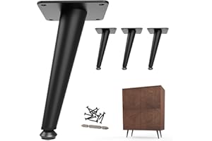 SunVFaFa 4 St Pieds de Meubles Noir 15 cm – Pieds Métalliques Coniques pour Meubles, Commode, Buffet, Table de Chevet, Canapé – Pieds Réglables