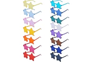 Zythrem 15 Pairs Star Sunglasses Kids Party Sunglasses Multipack Festival Glasses Transparent Candy Colorful Rimless Star Glasses Funky Hippie Glasses for Adult Kids Fancy Dress Bachelorette Party